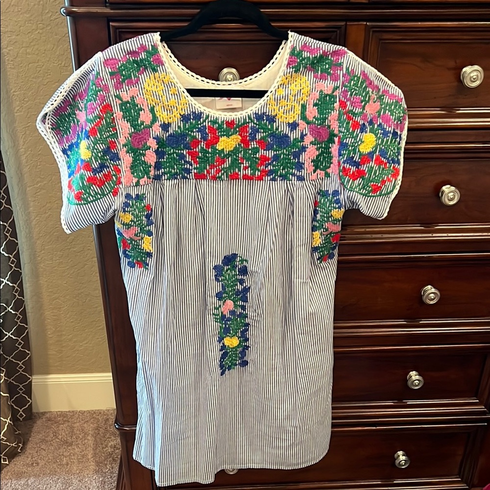 Buddy Love Gray and White Embellished Short Sleeve dress